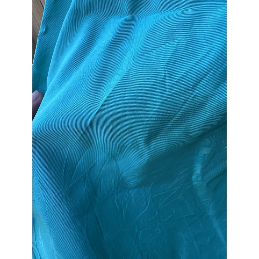 1980s Women's Lace-Top Teal Prom Dress with Long Sleeves - Picture 5 of 5